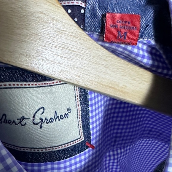 ROBERT GRAHAM Men's Light Purple gingham plaid checked tailored fit designer M - Picture 15 of 15